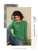 Pulôver feminino outono/inverno 100% puro suéter de caxemira casual suéter de malha gola redonda solto Tops básico versátil Blusa