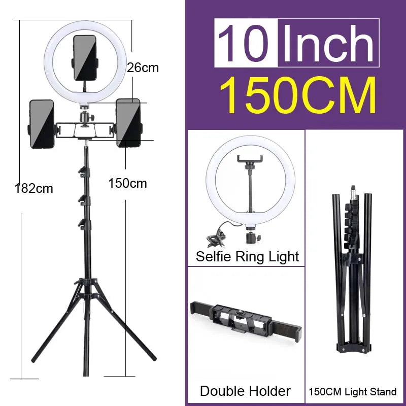 Luz de Anel LED 14 polegadas para Fotografia - Tripé com Luz de Anel para Transmissão ao Vivo