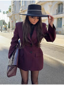 Bornladies Outono Inverno Cintura Fina Chic Blazer Casacos Senhoras Escritório Senhoras Trespassado Moda Ternos Jaqueta Roupas Femininas