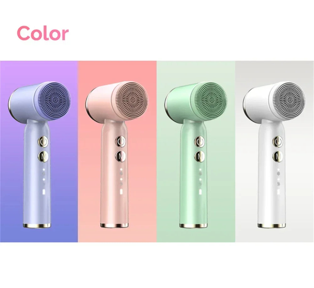 Dispositivo de Limpeza Facial Elétrico LED 6 em 1, Escova de Lavagem Facial, Escova de Limpeza Facial, Mini Hifu, Cuidados com a Pele, Carregador USB