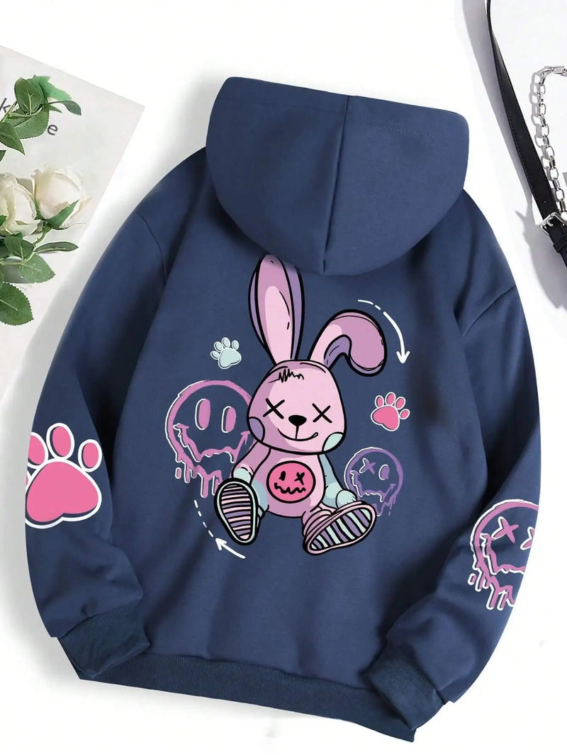Hip Hop Street Casual Impresso Feminino Hoodies Moda Hoodie Oversize Solto Novos Moletons Outono Quente Fleece Roupas
