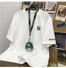 Hefty Walfr Checks Estilo Japonês Ins Camiseta de Manga Curta para Homens Primavera Verão Juventude Oversize Gola Redonda Meia Manga