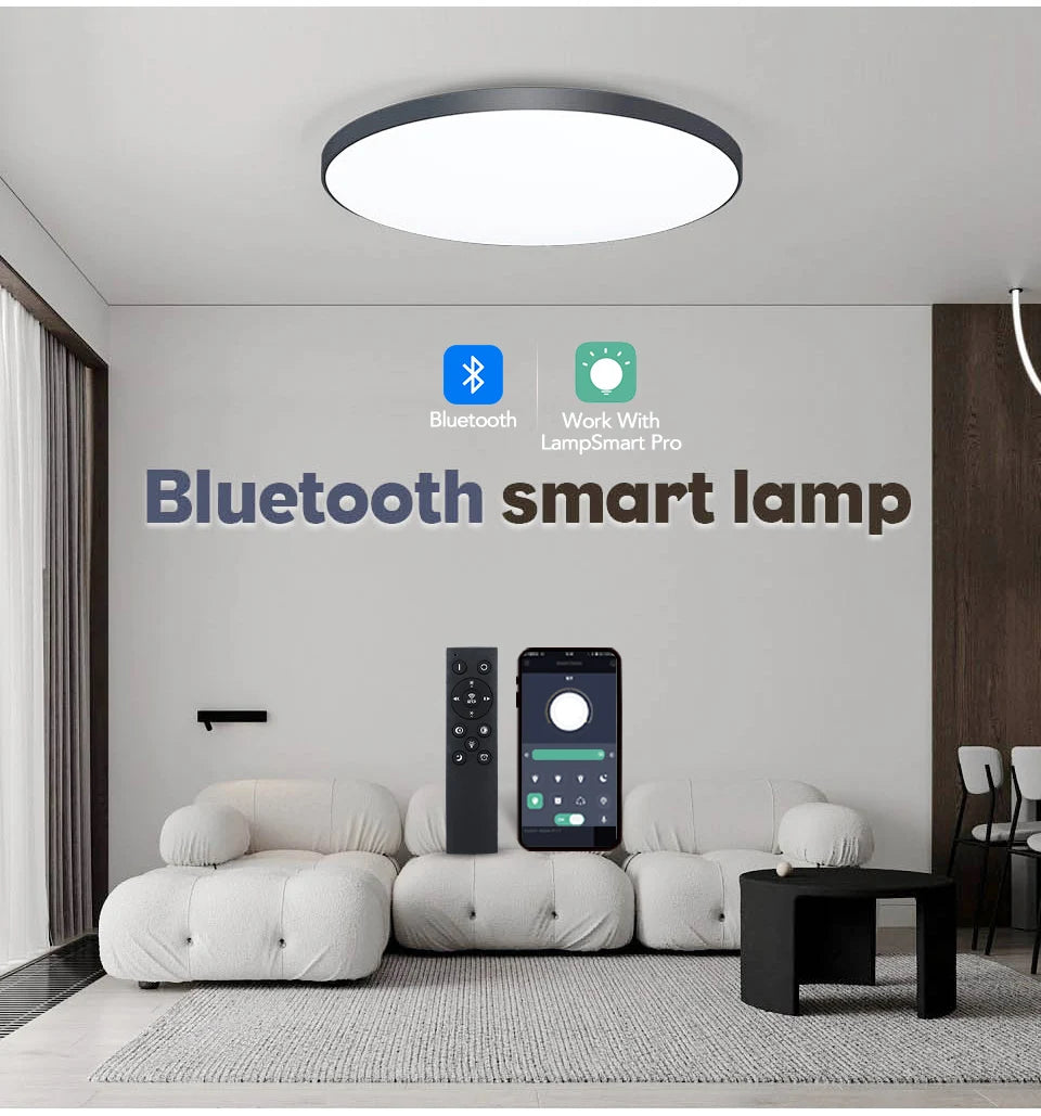 MARPOU Lâmpada de teto inteligente lâmpada led para luzes de teto de quarto com controle remoto Luzes led reguláveis para sala de estar
