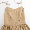 Vestido de cintura alta com suspensório respirável de algodão e linho Verão europeu e americano Novo estilo de férias saia longa para mulheres