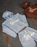 Moletom esportivo europeu e americano com capuz grande, masculino, casual, solto, roupa simples, estampado, calça, moletom feminino