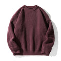 Suéter de gola redonda, cor sólida, básico, masculino, feminino, outono, inverno, parcimonioso, simples, casal, suéter de malha, quente, macio