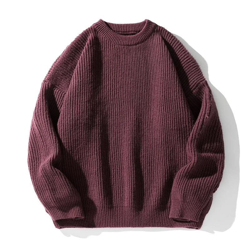 Suéter de gola redonda, cor sólida, básico, masculino, feminino, outono, inverno, parcimonioso, simples, casal, suéter de malha, quente, macio