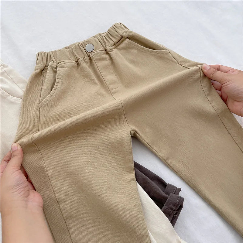 Outono Meninos Calças Casuais Crianças Harém Calças Verão Meninas Soltas Cor Sólida Calças Esportivas Crianças Roupas Da Moda 2-8 Anos De Idade