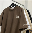 Hefty Walfr Checks Estilo Japonês Ins Camiseta de Manga Curta para Homens Primavera Verão Juventude Oversize Gola Redonda Meia Manga