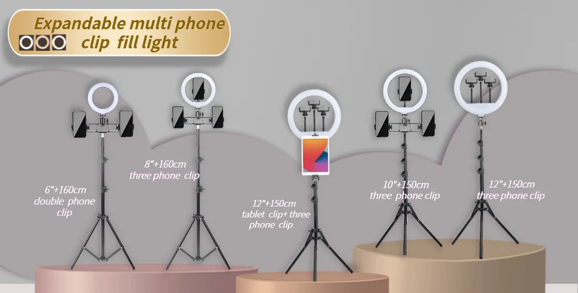 Luz de Anel LED 14 polegadas para Fotografia - Tripé com Luz de Anel para Transmissão ao Vivo