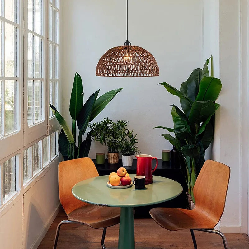 Mais novo estilo japonês corda de cânhamo tecida luzes pendentes B&B restaurante pastoral sala de chá pousada bar quarto rattan iluminação interna Quente