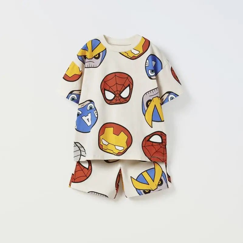 Marvel Boy Sets Roupas de Verão Manga Curta Lazer Camisetas + Conjuntos de Shorts 2pcs Roupas Crianças Infantil Criança Menino Roupas