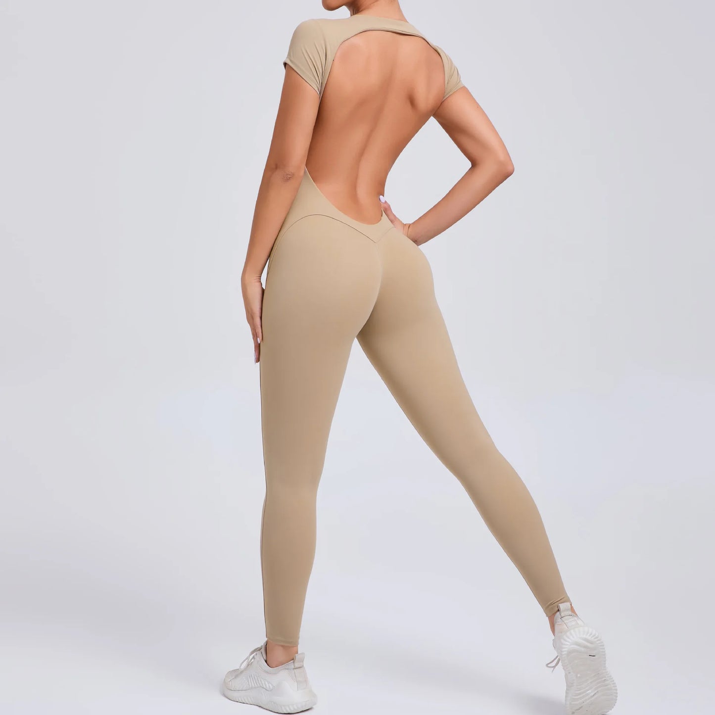 Sexy Mangas Compridas Terno Feminino Macacão Secagem Rápida Roupas de Ioga Treino Bodysuits Backless Esportes Macacão Mulheres Ginásio