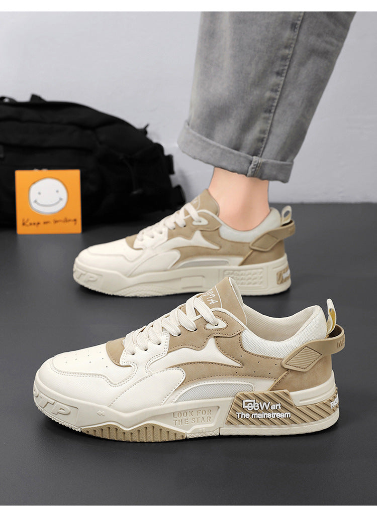Novos Tênis Masculinos de Outono Sapatos de Plataforma Confortáveis Masculinos 2023 Tendência Lace-up Sapatos Vulcanizados Branco Tênis Casuais Tênis
