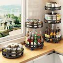 Organizador de rack de armazenamento de especiarias de cozinha rotativa de 360 ° Desktop sem perfuração Armazenamento de prateleira de garrafa de especiarias rotativa redonda de várias camadas doméstica