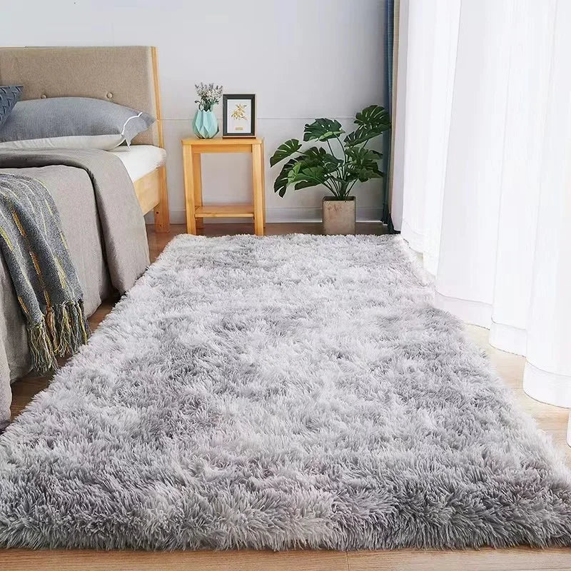 Tapete cinza para sala de estar Tapete de pelúcia Cama Quarto Chão Tapetes fofos Antiderrapantes Tapetes de decoração para casa Tapetes de veludo macio Cobertor de quarto infantil