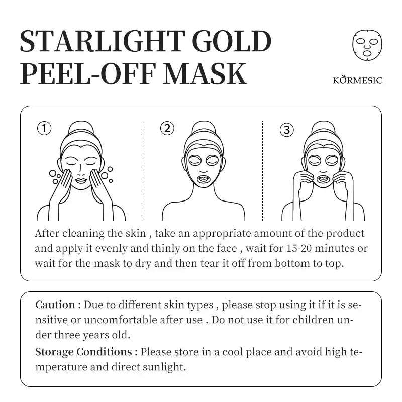 Máscara de Ouro 24k Peel Off para Remoção Instantânea de Sardas