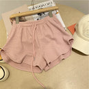 Rosa Malha Casual Trunks Mulheres Cintura Alta Perna Larga Emagrecimento Branco Cintura Elástica Corrida Fitness Leggings