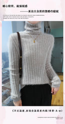 Pilha pescoço camisola mulheres 2025 outono einverno novo 100% puro vison cashmere camisola moda feminina malha pulôver de manga comprida