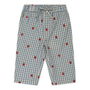 2024 Verão Floess Roupas Infantis Bebê Meninas Vestido de Algodão Xadrez Morango Manga Curta Camisetas Shorts Ternos Roupas Infantis