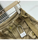 Shorts jeans de bolso grande para mulheres elásticas finas 2024 novas calças cargo curtas de cintura alta primavera/verão para meninas legais calças jeans quentes