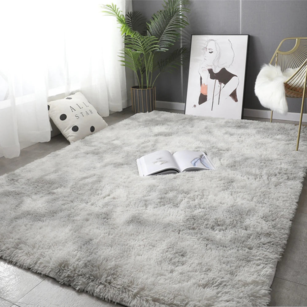 Tapete cinza para sala de estar Tapete de pelúcia Cama Quarto Chão Tapetes fofos Antiderrapantes Tapetes de decoração para casa Tapetes de veludo macio Cobertor de quarto infantil