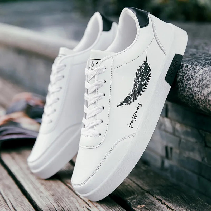 Homens brancos Calçados Esportivos Moda Homens Sapatos Casuais Homem de Couro Flats Conforto Resistente Tênis Casuais Masculinos Zapatillas De Hombre