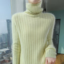 Pilha pescoço camisola mulheres 2025 outono einverno novo 100% puro vison cashmere camisola moda feminina malha pulôver de manga comprida