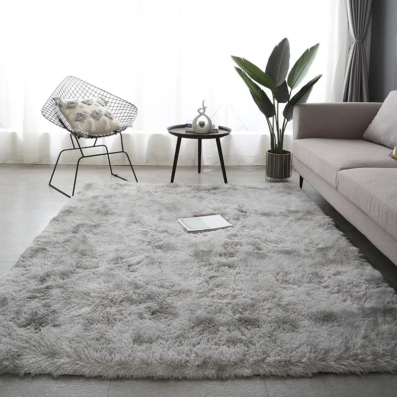 Tapete cinza para sala de estar Tapete de pelúcia Cama Quarto Chão Tapetes fofos Antiderrapantes Tapetes de decoração para casa Tapetes de veludo macio Cobertor de quarto infantil