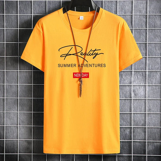 Camisetas masculinas 2024 Masculino Verão Algodão Manga Curta Moda Bottoming Tops Em Torno Do Pescoço Branco Tee Camiseta Oversized Roupas Masculinas