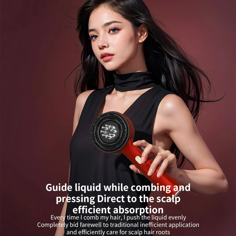 Escova de Cabelo com Luz Vermelha e Azul, Cuidados com o Cabelo, Massagem no Couro Cabeludo, Aplicador de Medicamento para o Couro Cabeludo 6/15ml, Sem Fio, Anti-Queda, Escova de Beleza