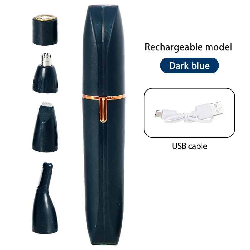 Depilador Elétrico 4 em 1 Lâmina para Remoção de Pêlos Corpo Inteiro Depilador Facial Aparador de Sobrancelhas Nariz Linha do Biquíni Depilador Indolor