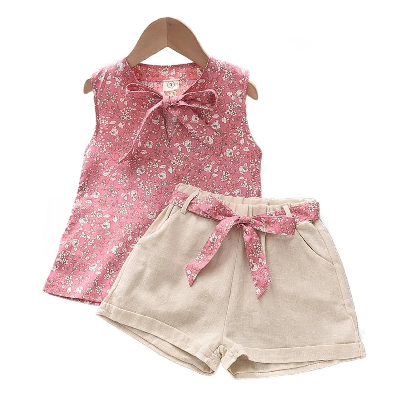 Novo Verão Bebê Meninas Roupas Crianças Sem Mangas Colete Shorts 2 Pçs/jogos Roupas Da Criança Infantil Moda Traje Crianças Fatos De Treino