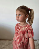 2024 Verão Floess Roupas Infantis Bebê Meninas Vestido de Algodão Xadrez Morango Manga Curta Camisetas Shorts Ternos Roupas Infantis