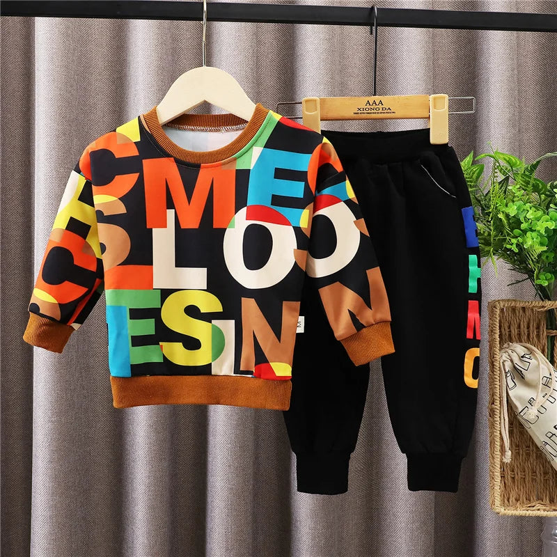 Nova Primavera Outono Bebê Menina Roupas Meninos Roupas Crianças Casual T-Shirt Calças 2 Pçs/jogos Criança Traje Esportivo Crianças Fatos de Treino