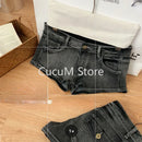 Verão Mulheres Y2k Streetwear Gyaru Harajuku Moda Grunge Vintage Coquette Cintura Baixa Cintura 2000 Shorts Jeans Calças Quentes Japonesas