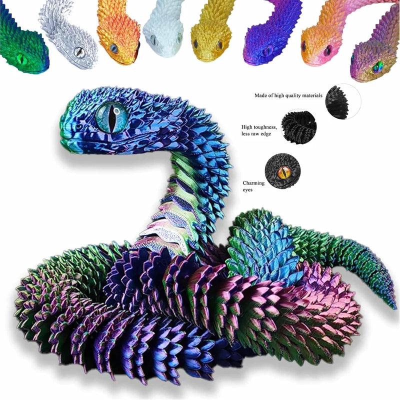 Cobra impressa em 3D 23,6 polegadas articulada flexível conjunta resina simulação víbora fidget animais brinquedos modelo para decoração de mesa engraçado