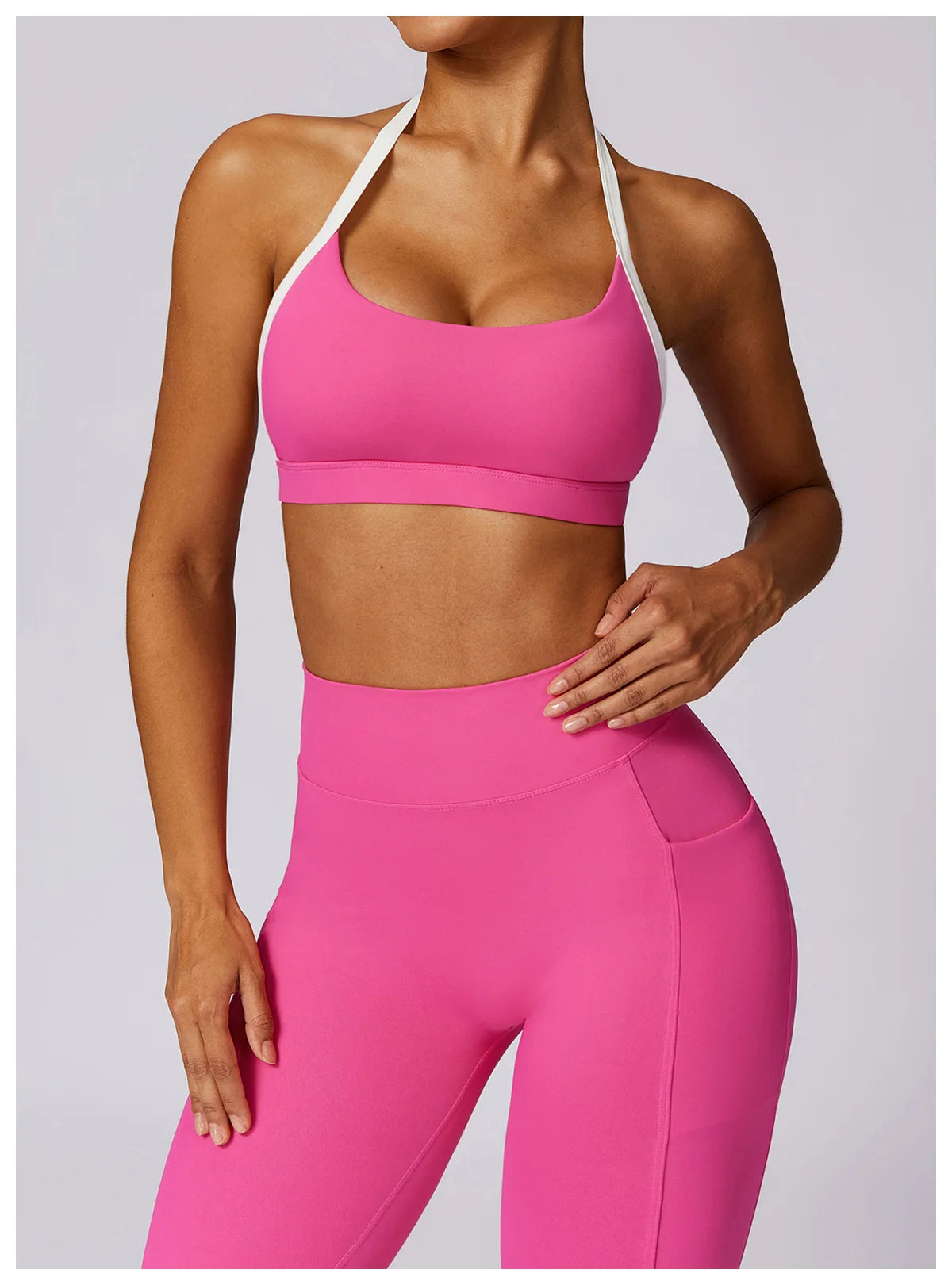 2 Pcs Conjunto de Ginástica Mulheres Treino Sem Encosto Yoga Terno Mulheres Secagem Rápida Legging Fitness Sutiã Camisa de Manga Curta Terno Esportivo Feminino