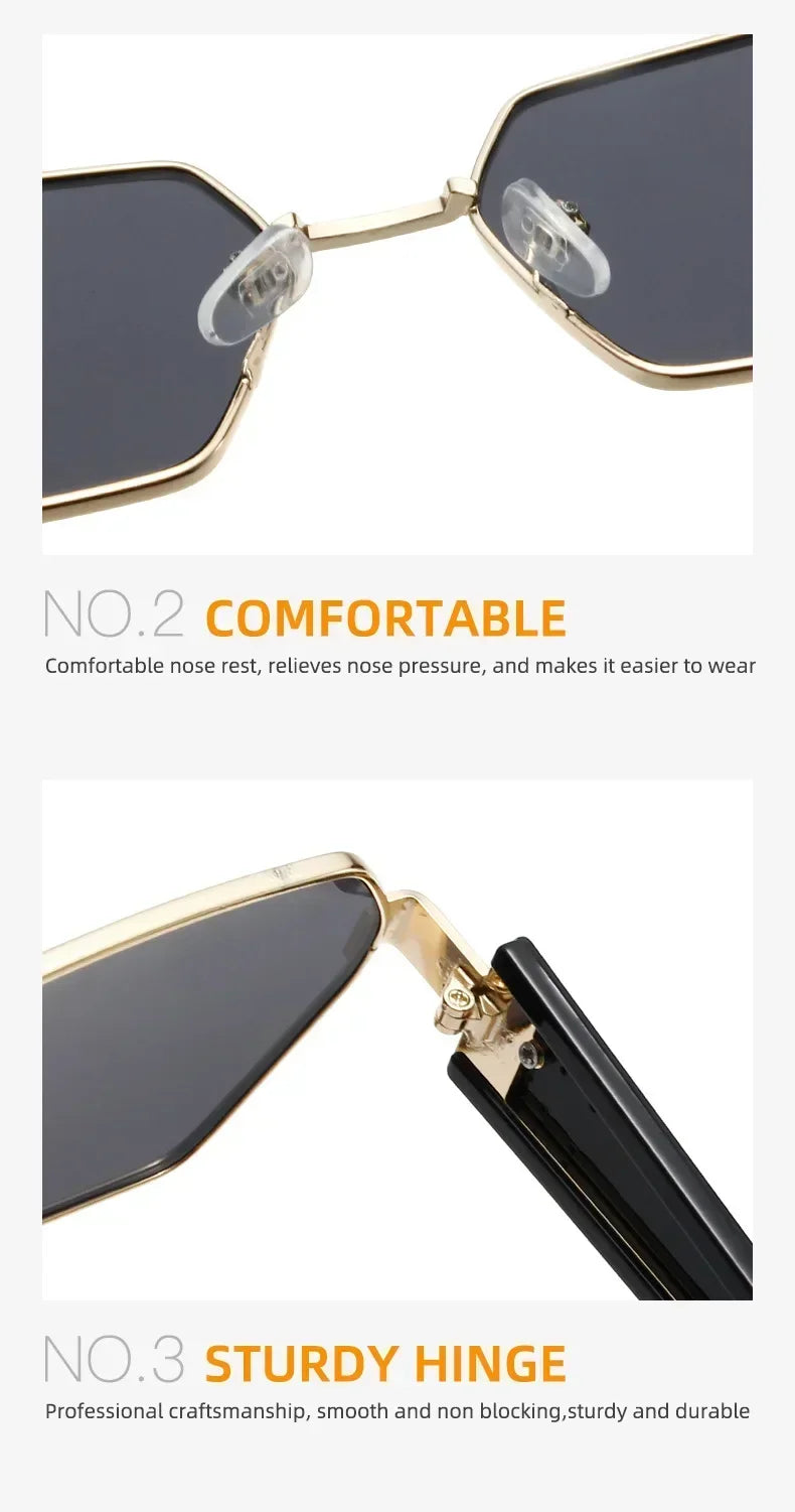 Yoovos Retângulo de Alta Qualidade Óculos De Sol De Marca De Moda Designer De Óculos Vintage Armação De Metal Óculos UV400 Gafas De Sol Mujer