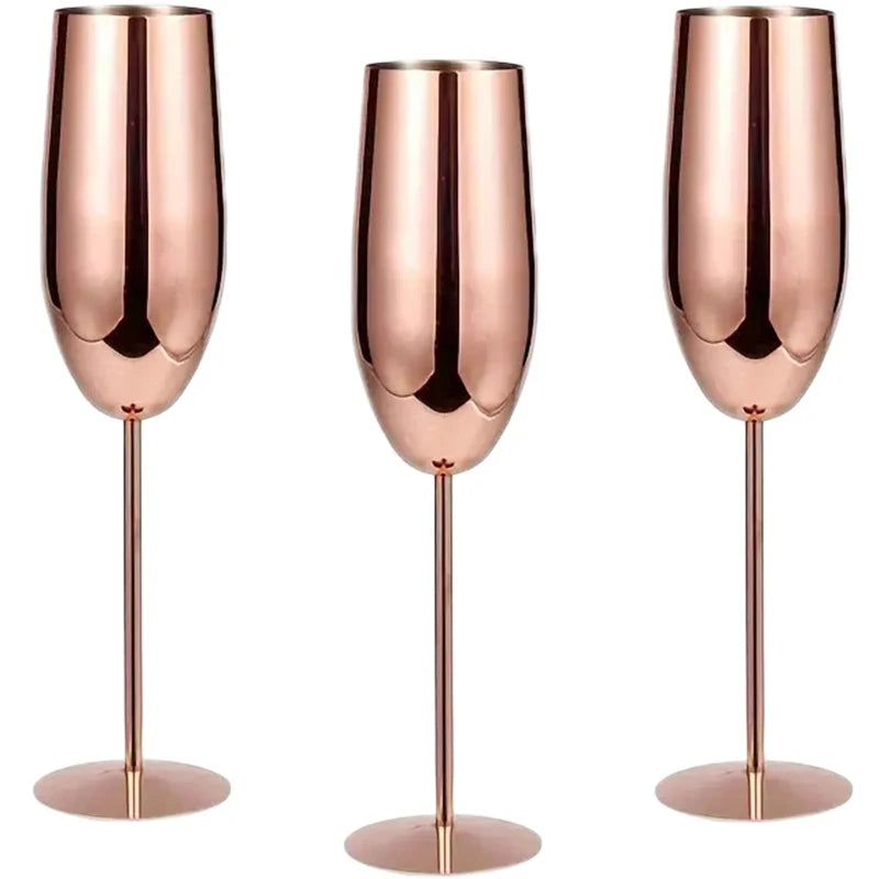 os copos de vinho altos de aço inoxidável 3PCS, projeto moderno elegante, 18oz, podem ser usados para o presente do dia do Valentim e o uso home