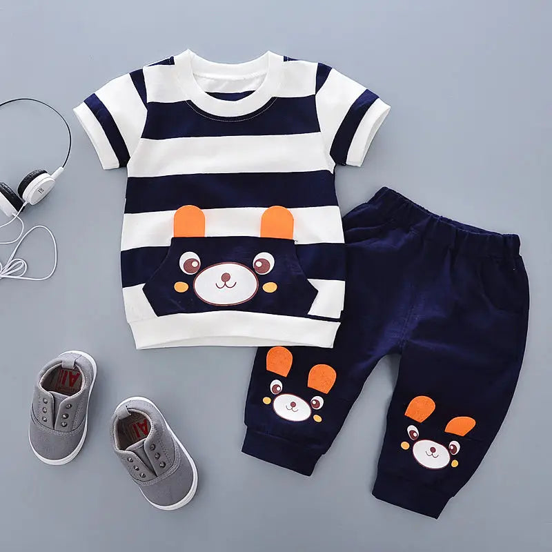 Crianças Roupas mãe Crianças Roupas Crianças Conjuntos Meninos T-shirt Shorts Verão Algodão Manga Curta moda Suit2PCS