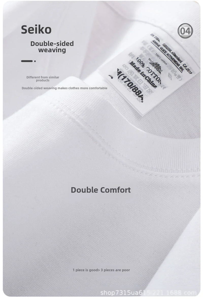 Camiseta de algodão de verão resistente 300 gramas algodão puro americano manga curta camiseta masculina casual base top camiseta grande