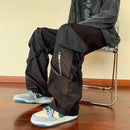 Calças Cargo Verdes Masculinas Oversize Zíper Preto Calças Cargo Masculinas Streetwear Hip Hop Pocket Spring Solto Casual Workwear