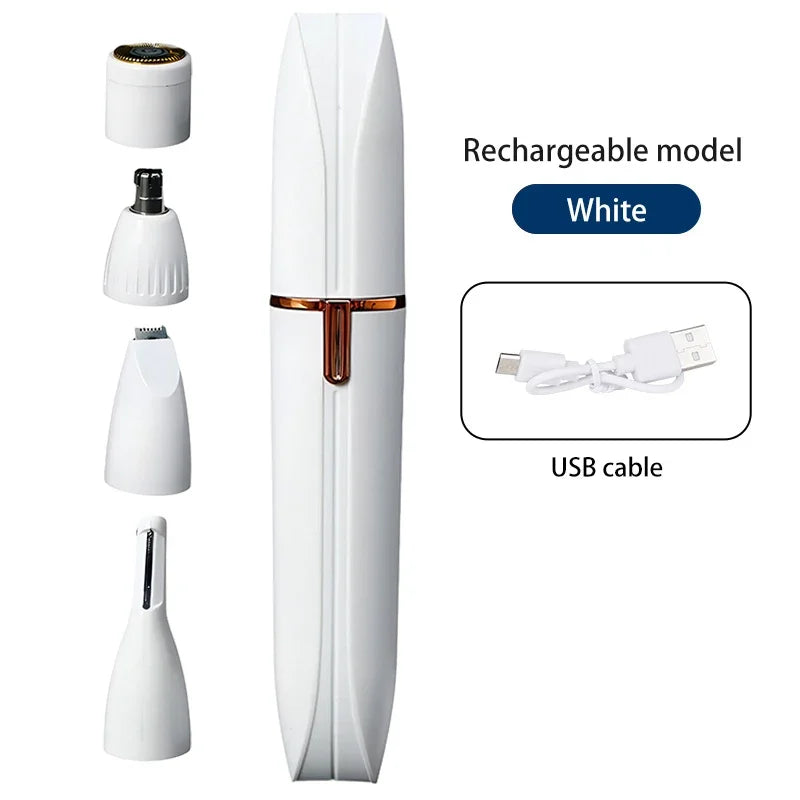 Depilador Elétrico 4 em 1 Lâmina para Remoção de Pêlos Corpo Inteiro Depilador Facial Aparador de Sobrancelhas Nariz Linha do Biquíni Depilador Indolor