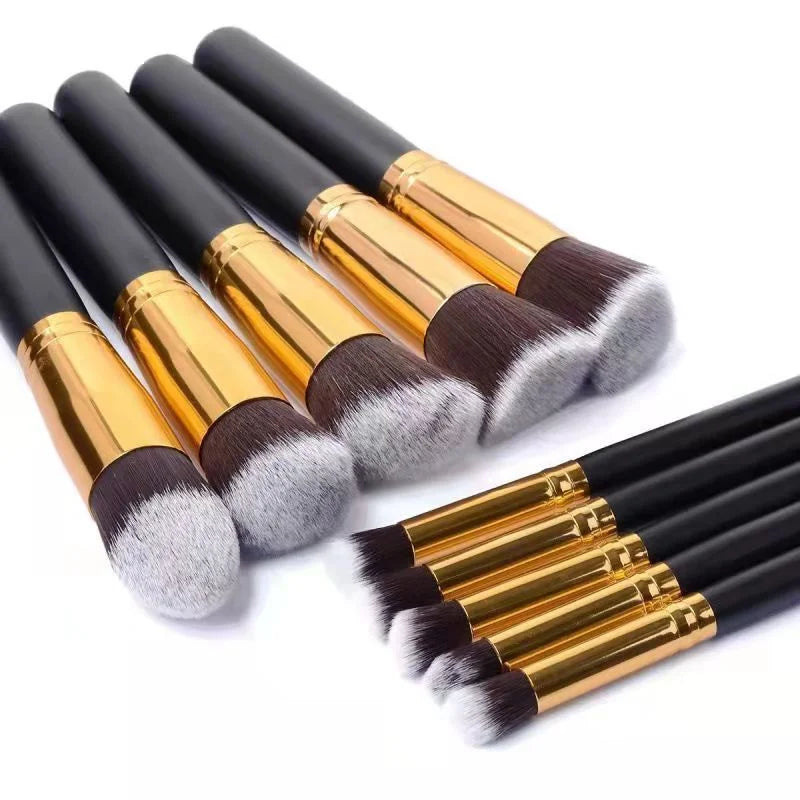 10 Kits de Pincéis Profissionais Kabuki para Contorno e Maquiagem Smoky