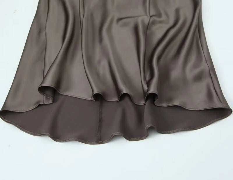 TRAFZA 2024 Mulheres Vestido de Verão Cetim Sem Mangas Sem Encosto Decote Em V Feminino Vestidos Longos Chic Sexy Party Vintage Mulher Vestido de Noite