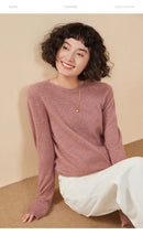 Pulôver feminino outono/inverno 100% puro suéter de caxemira casual suéter de malha gola redonda solto Tops básico versátil Blusa