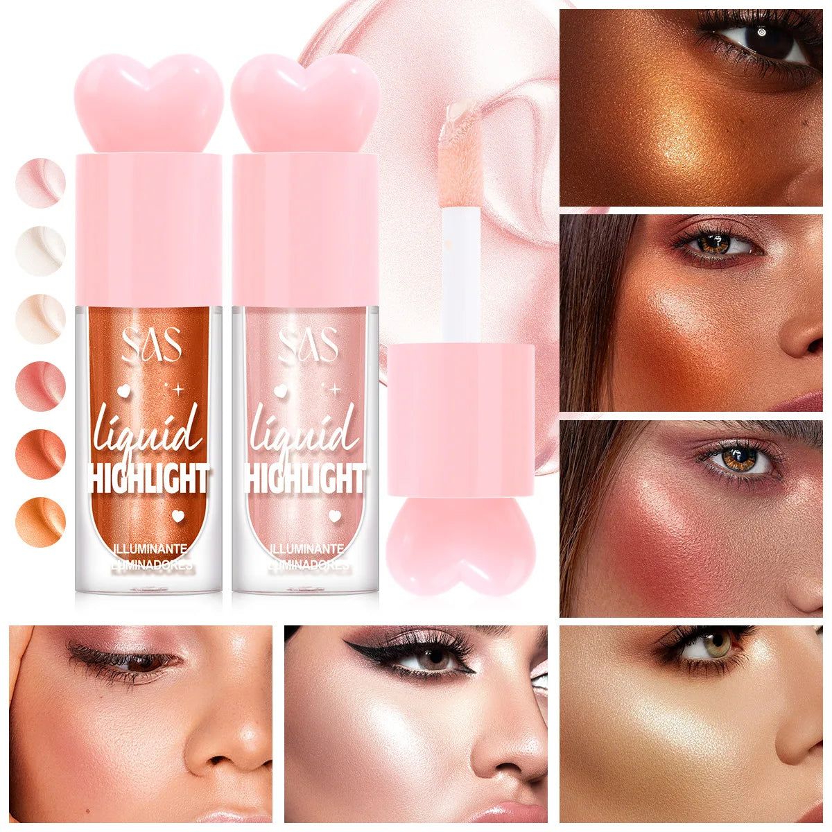 Iluminador Líquido para Contorno Facial Maquiagem Brilho