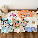 Verão Minnie Disney impresso T-shirt casual fashion set meninas bebê manga curta sportswear bonito Tshirts para crianças slim fit set