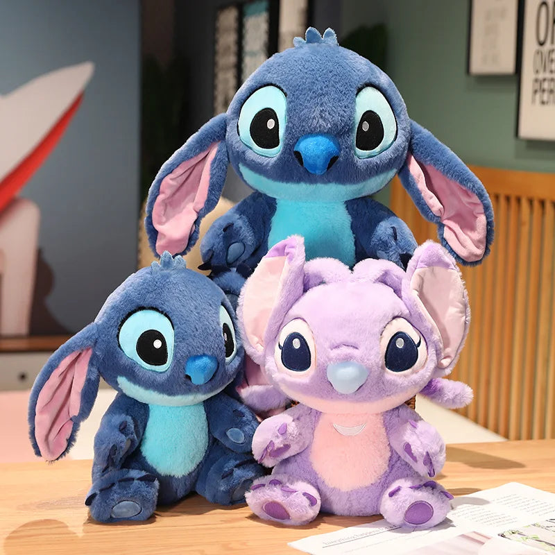 Miniso Kawaii Disney Lilo & Stitch Brinquedo de Pelúcia Kawaii Soft Blue Purple Elf Disney Lilo & Stitch Boneco de Pelúcia Anime Filme Presente de Natal